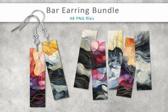 Abstract Watercolor Bar Earring Bundle for Crafts & Digital Selling