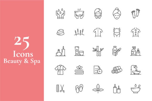 Beauty Spa Icon Set Vector Thin Line