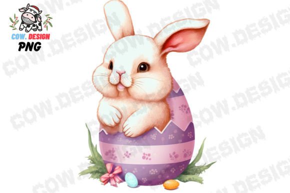 Bunny Easter Eggs Watercolor Clipart for Crafts & Digital Product Sellers