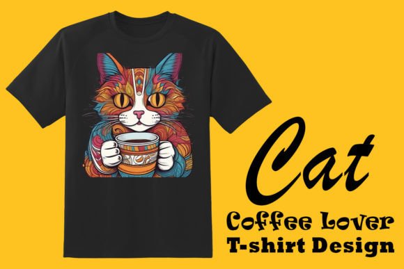 Cat Embracing the Love for Coffee: A Crafty Design Gem for Creative Projects