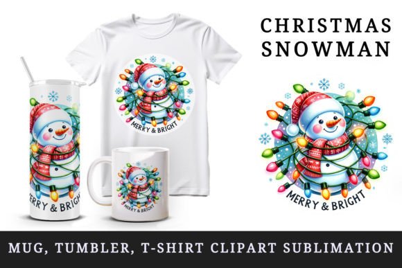 Christmas Snowman Tumbler Mug Clipart for Crafts & Creative Branding