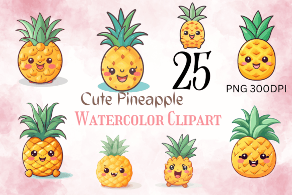Cute Pineapple Faces Clipart for Crafts & Handmade Business Design