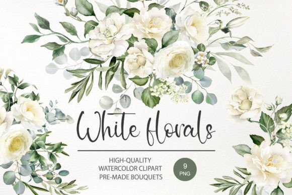Elegant Touch with Watercolor White Rose Flower Clipart PNG