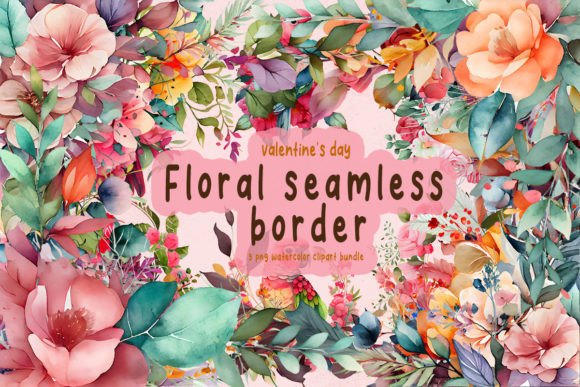 Floral Border Watercolor Clipart Bundle for Local Business Branding and Packaging Design
