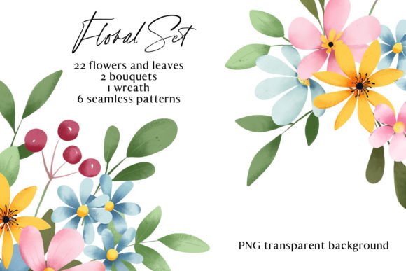 Floral Watercolor Set: A Versatile Illustration Bundle for Crafters & Etsy Sellers