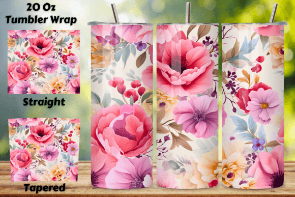Floral Watercolor Tumbler Wrap for Crafts & Digital Product Sellers