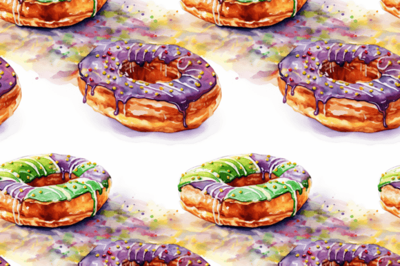 h1Watercolor Mardi Gras King Cake Pattern Set for Digital Sellers/h1