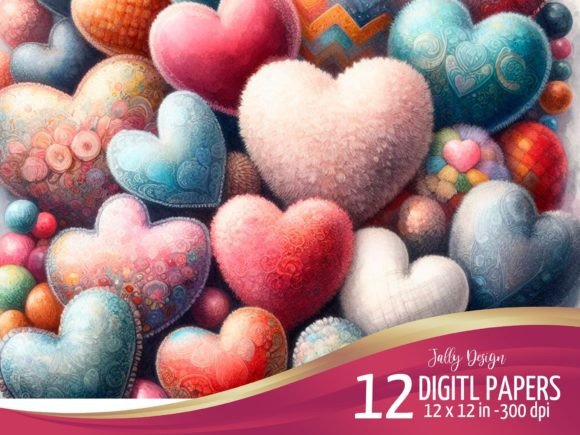 Heart-Shaped Fluffy Cushions Watercolor for Branding & Background Design