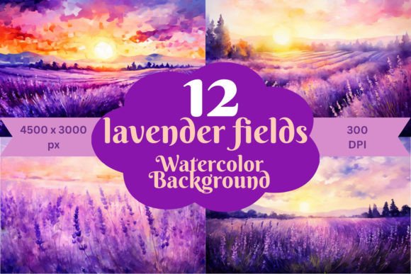 Lavender Fields Watercolor Background for Crafters & Etsy Sellers