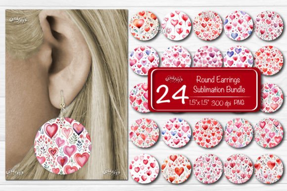 Round Earring Sublimation Bundle Hearts – A Sweet Addition to Crafts & Handmade Business Design