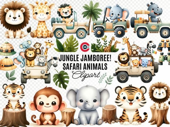 Safari Animals Watercolor Clipart Bundle: Adorable Illustrations for Crafters & Etsy Sellers