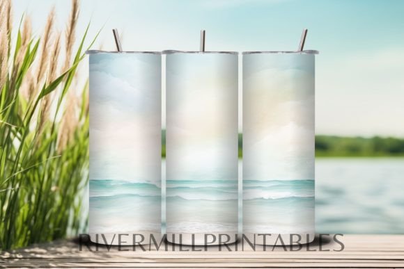 Watercolor Beach Surf Tumbler Wrap for Crafts & Digital Product Sellers