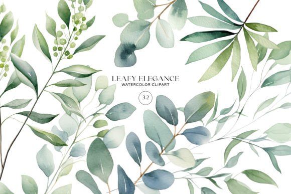 Watercolor Eucalyptus Leaf Illustrations for Bloggers & Digital Publishers