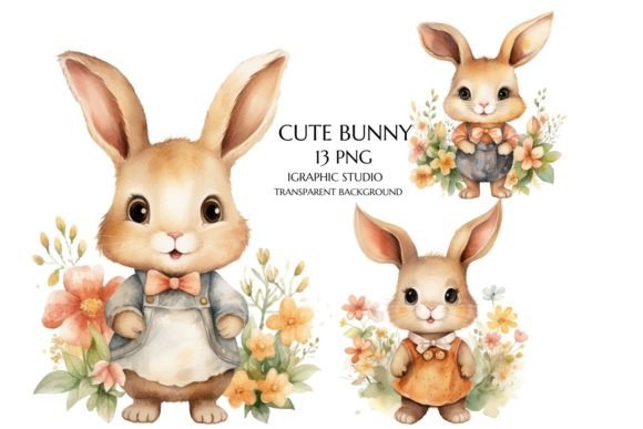 Watercolor Floral Bunny Clipart: A Fresh Graphic Template for Lifestyle Blogs and Creative Content
