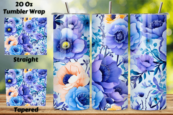 Watercolor Floral Tumbler Wrap for Crafts Branding