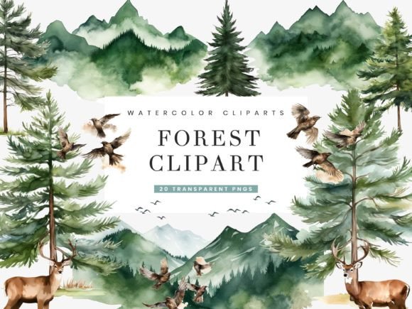 Watercolor Forest Clipart Bundle Review for Real Embroidery Projects