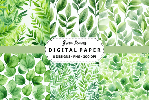 Watercolor Green Leaves Background for Etsy & Digital Product Sellers