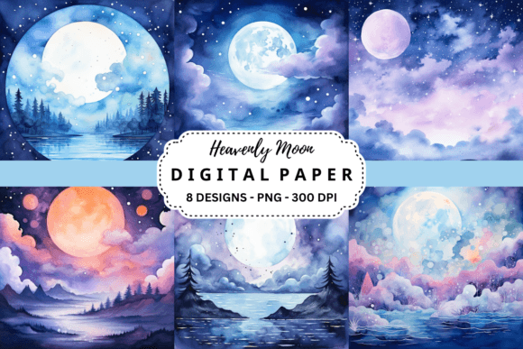 Watercolor Heavenly Moon Background for Branding & Marketing Visuals