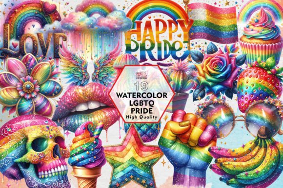 Watercolor LGBTQ Pride Clipart PNG Illustrations