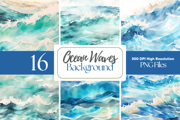 Watercolor Ocean Waves Digital Paper for Branding & Marketing Visuals