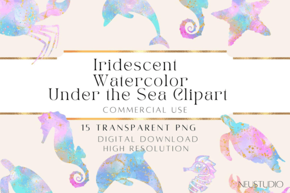 Watercolor Sea Animals: Decorative Elements for Coastal Branding