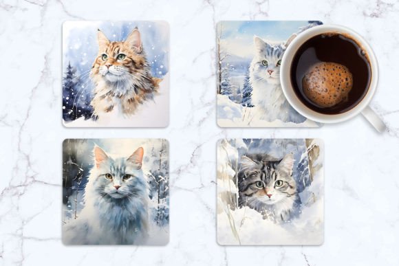Watercolor Snowy Cat Square Coaster: A Crafts Designer’s Real-World Review