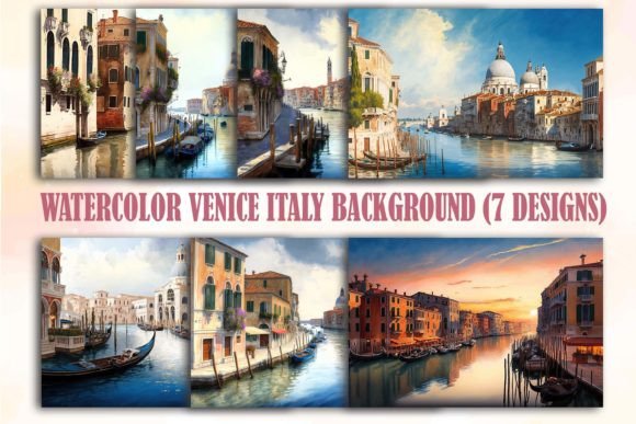 Watercolor Venice Italy Backgrounds for Blog & Editorial Design