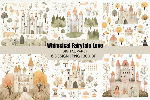 Watercolor Whimsical Fairytale Love Backgrounds for Crafters & Etsy Sellers