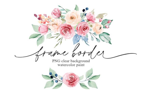 Wreath, Watercolor Flowers, Frame Border Illustrations